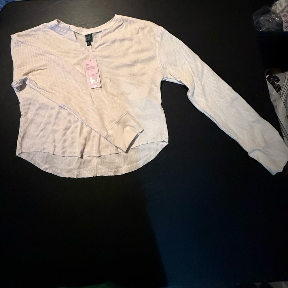 Wild Fable Cream Long Sleeve Crop Top